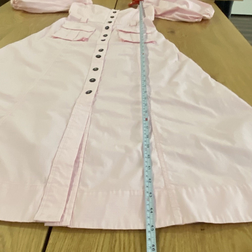 GANNI Puff Sleeve Button Down Dress Women's Pink Ripstop Fabric Size 34 US SZ 6* - Picture 11 of 14